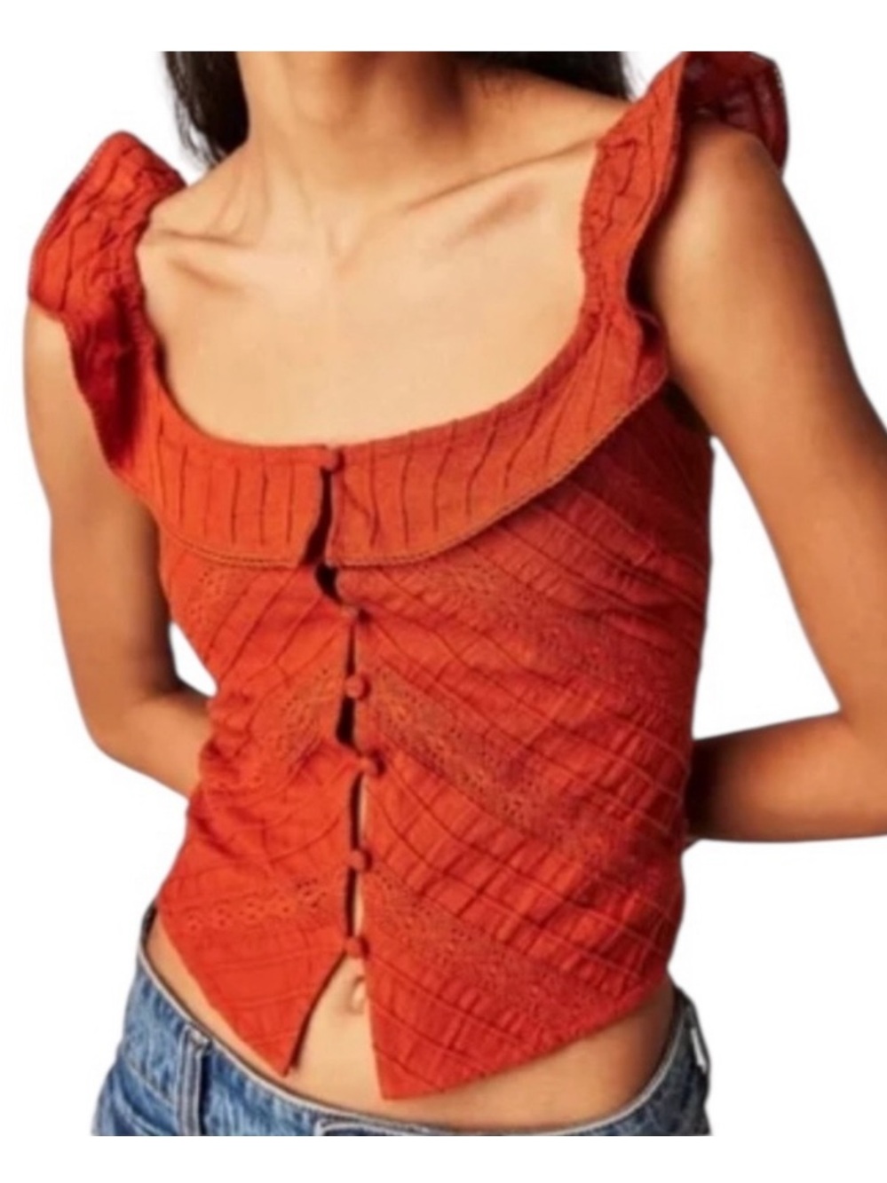 Free People Riviera Lace Tank, M, Rust, NWOT